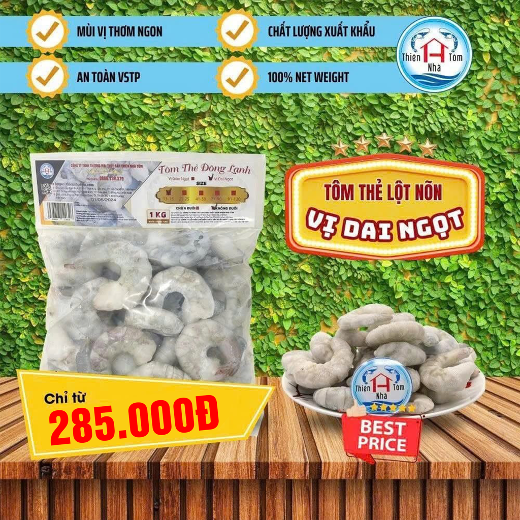 Tôm Thẻ Lột Nõn (Dai-Ngọt) Túi 1kg