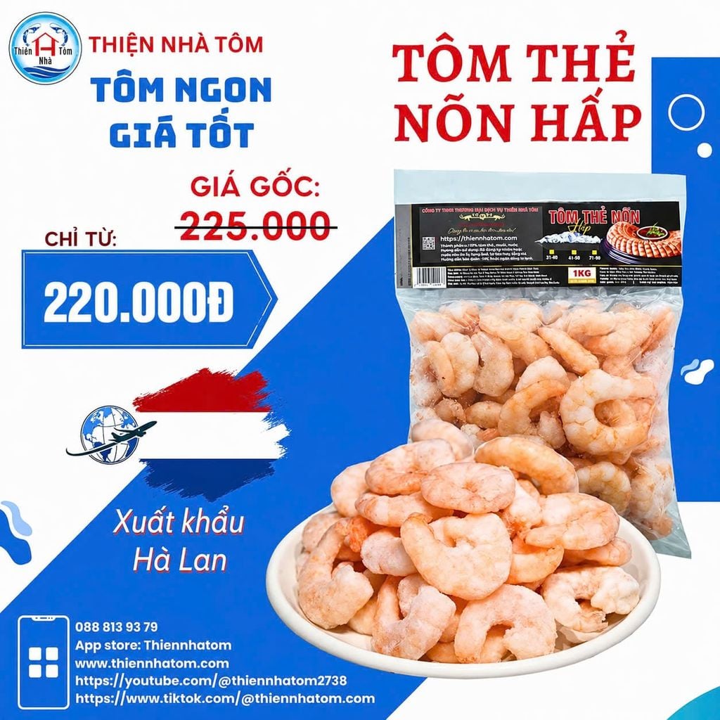 Tôm Thẻ Nõn Hấp (Vị Giòn - Ngọt) - Túi 1kg