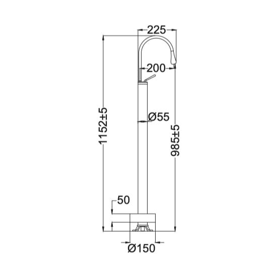 Vòi chậu lavabo chân dài gắn sàn cao 1150mm bằng đồng - 240081
