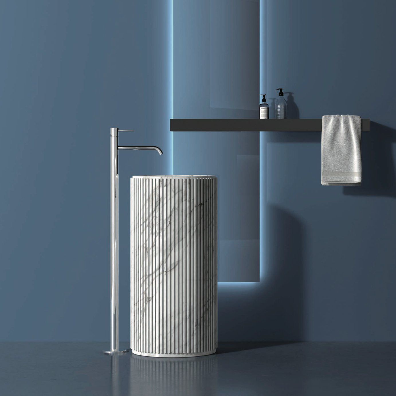 Vòi chậu lavabo chân dài gắn sàn cao 1150mm bằng đồng