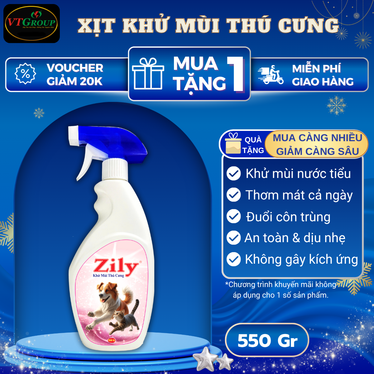 Xịt K-h-ử Mùi Thú Cưng Zily 550g