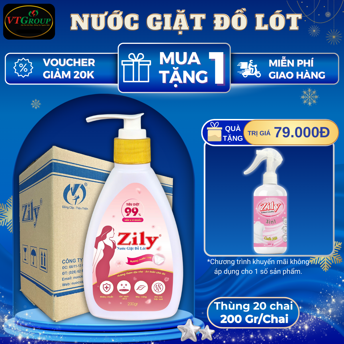 Nước Giặt Đồ L-ó-t Zily 200gr - 20 Chai/Thùng