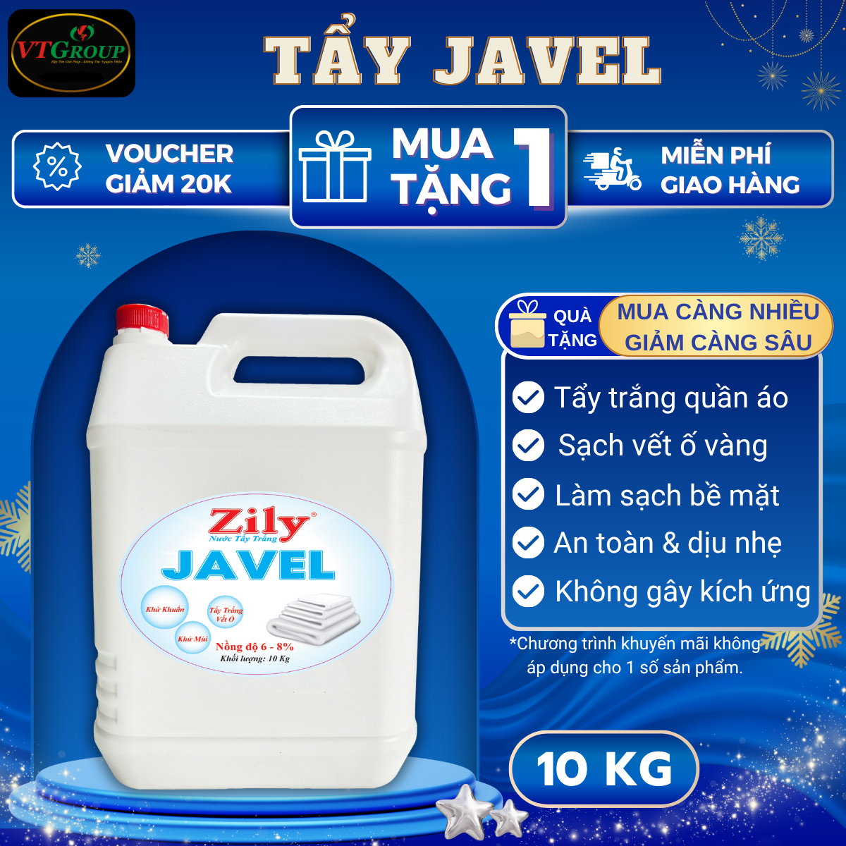Nước Tẩy Trắng Javel Zily 10 Kg