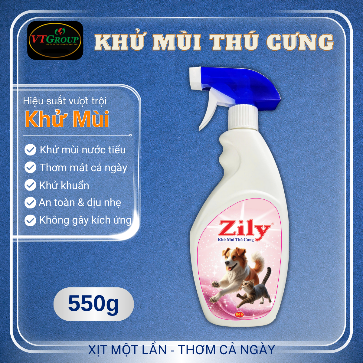 Xịt K-h-ử Mùi Thú Cưng Zily 550g