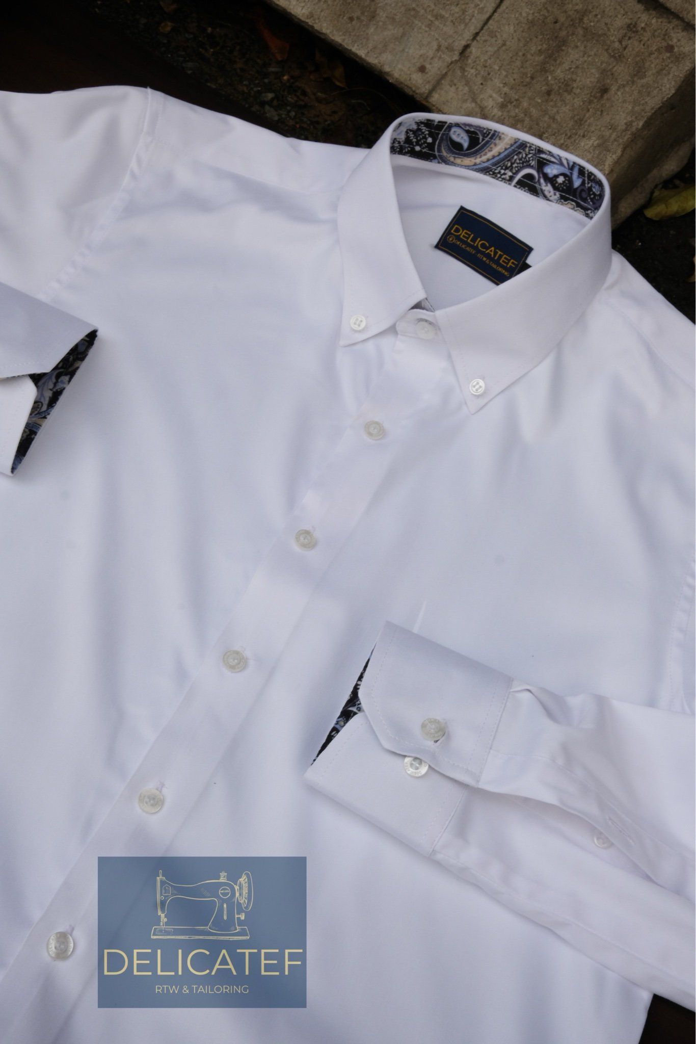 CHỐNG NHĂN | Sơ Mi Trắng có lớp lót cổ chống bẩn cổ buttondown