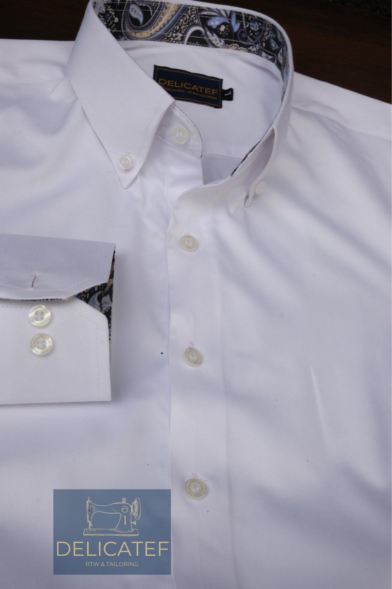 CHỐNG NHĂN | Sơ Mi Trắng có lớp lót cổ chống bẩn cổ buttondown