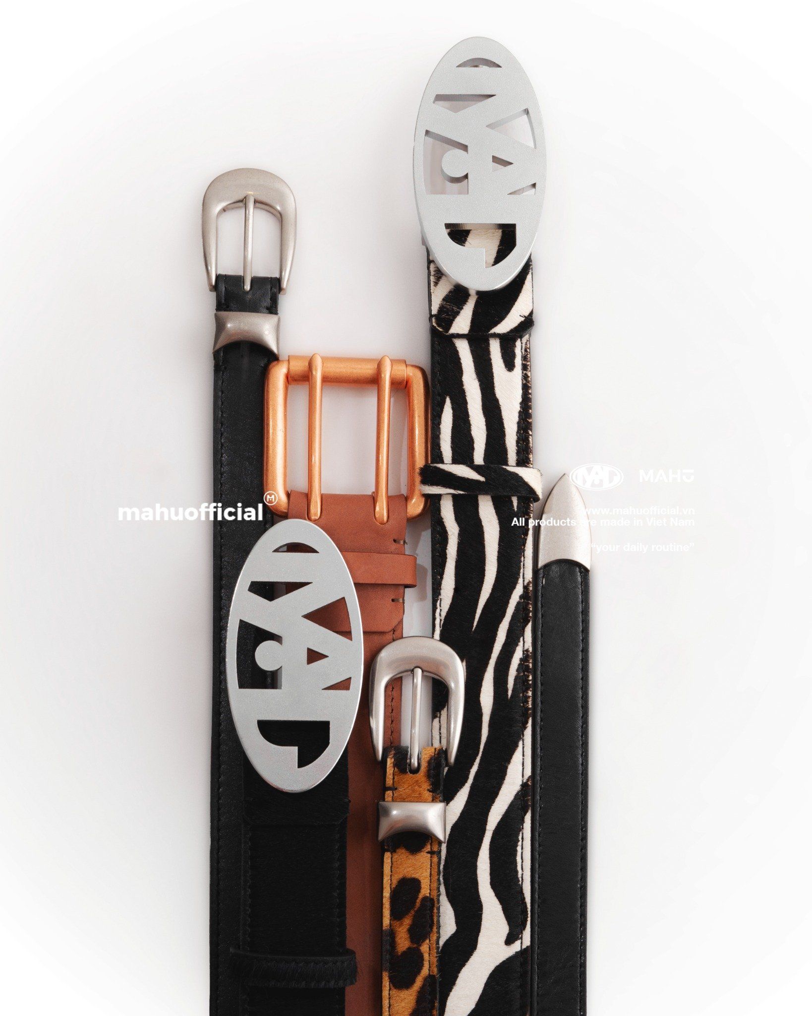 LG LEATHER BELT * zebra
