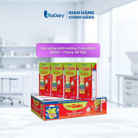 Sữa Uống Dinh Dưỡng Colos Gain Cải Tiến Mới 180ml - Thùng 48 hộp