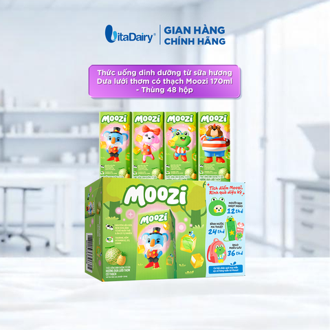 Thức uống dinh dưỡng từ sữa Hương Dưa Lưới Thơm có thạch Moozi 170ml - Thùng 48 hộp