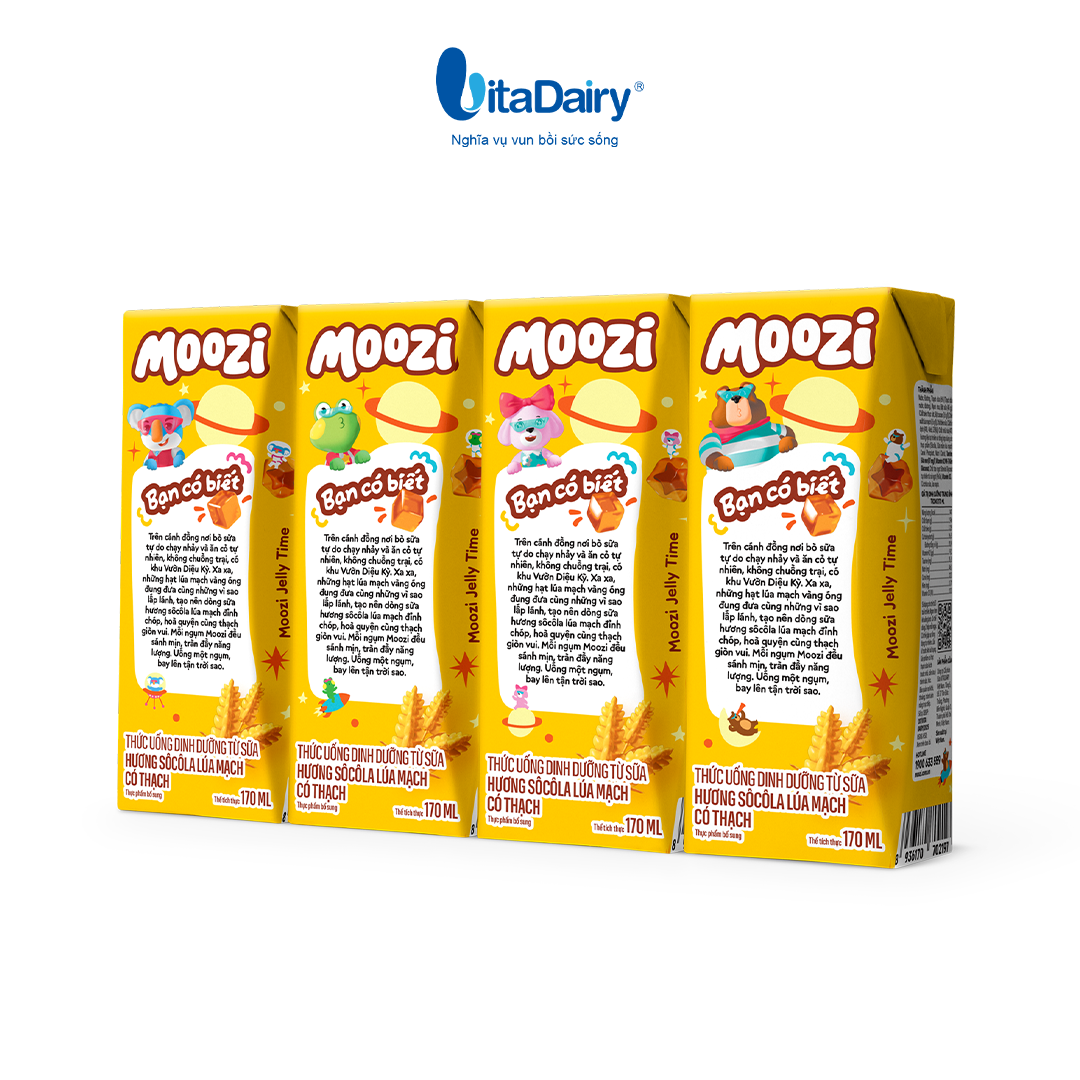 Combo 2 Thùng thức uống dinh dưỡng từ sữa Hương Sôcôla Lúa Mạch có thạch Moozi 170ml