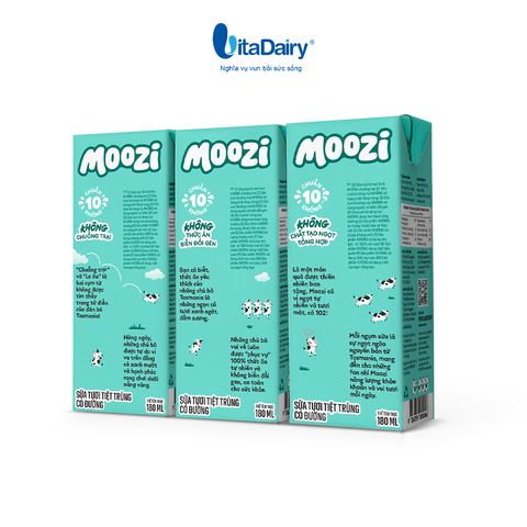 Combo 2 Thùng sữa tươi tiệt trùng Moozi có đường 180ml - Thùng 24 hộp