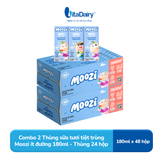 Combo 2 Thùng sữa tươi tiệt trùng Moozi ít đường 180ml - Thùng 24 hộp