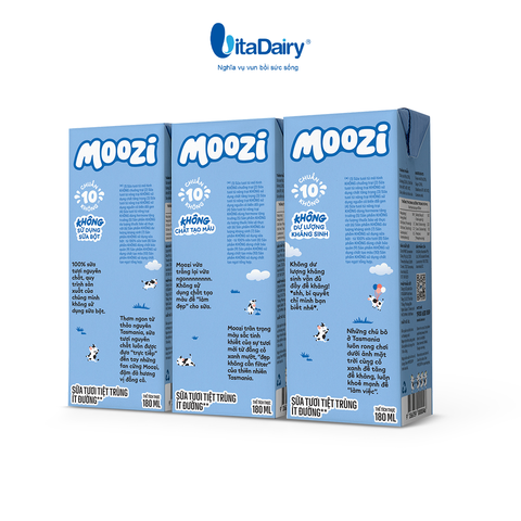 Combo 2 Thùng sữa tươi tiệt trùng Moozi ít đường 180ml - Thùng 24 hộp