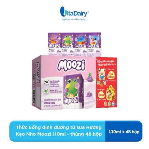 Thức uống dinh dưỡng từ sữa Hương Kẹo Nho Moozi 110ml - thùng 48 hộp