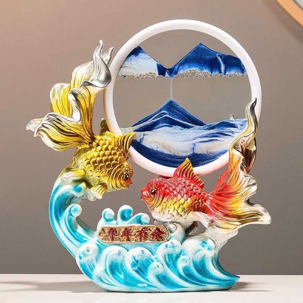 Tranh Gốm Song Ngư Phong Thủy để bàn BKCECN-9300