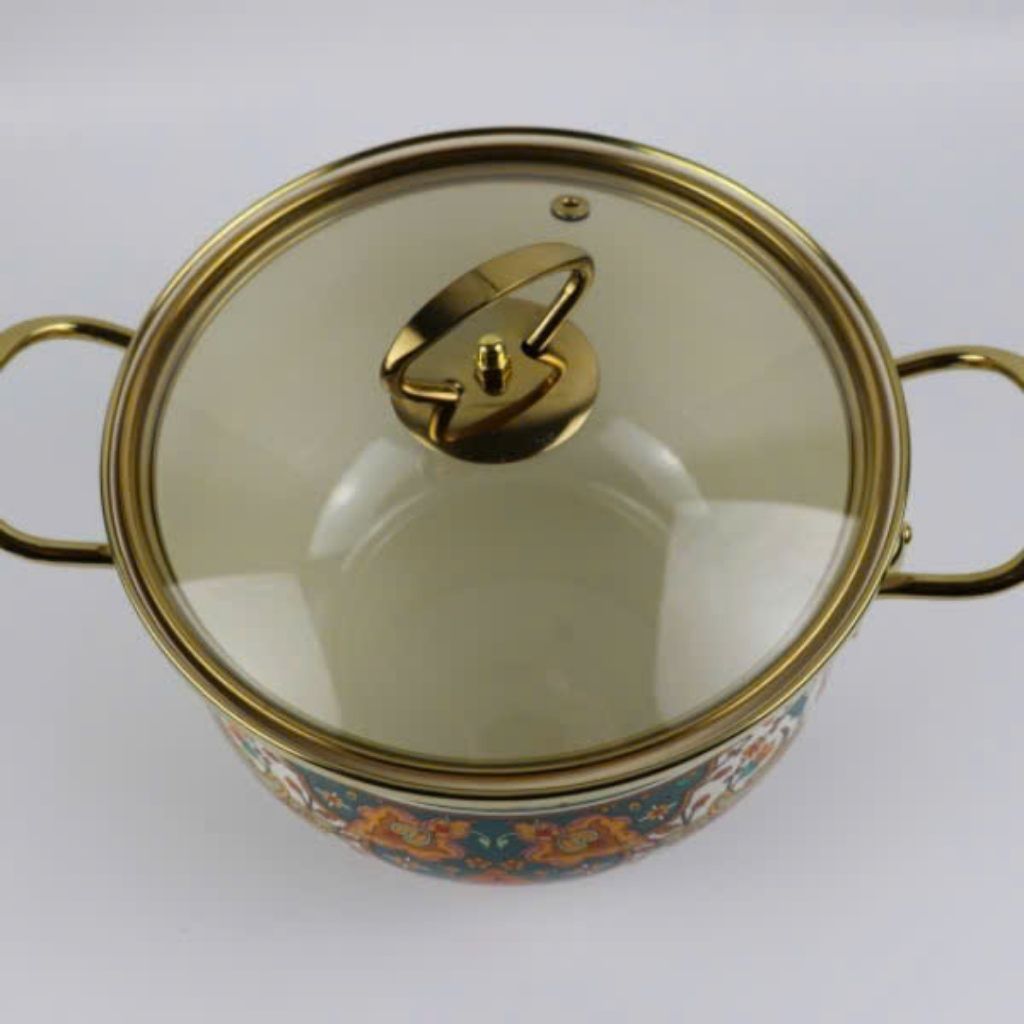 Nồi gốm men hoa văn viền vàng BKCECN-9316