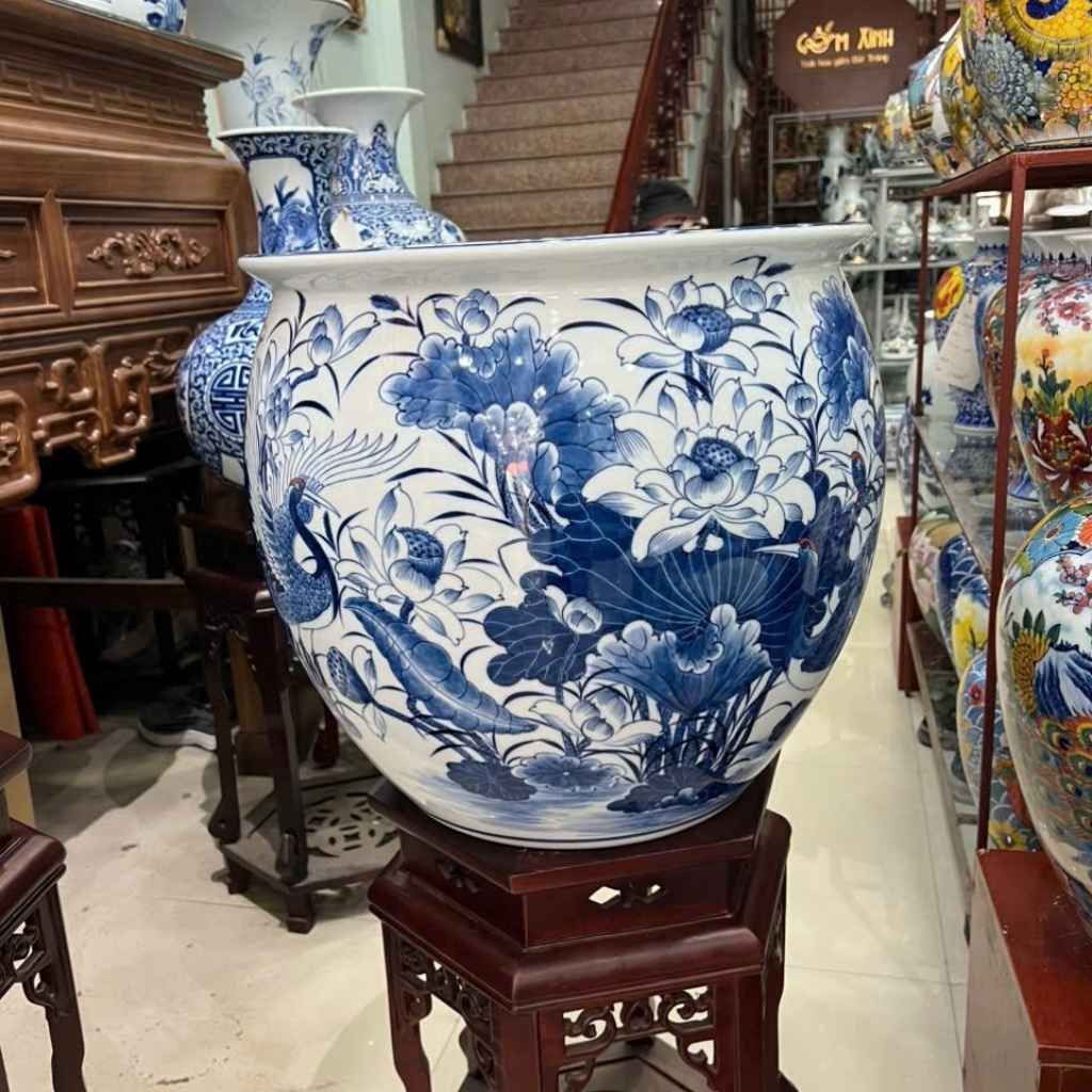 Thống thờ hoa sen gốm sứ bát tràng BKCEVN-9325