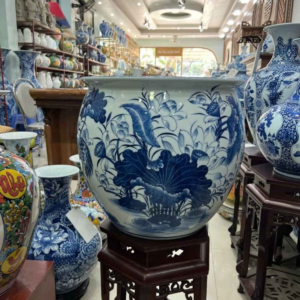 Thống thờ hoa sen gốm sứ bát tràng BKCEVN-9325