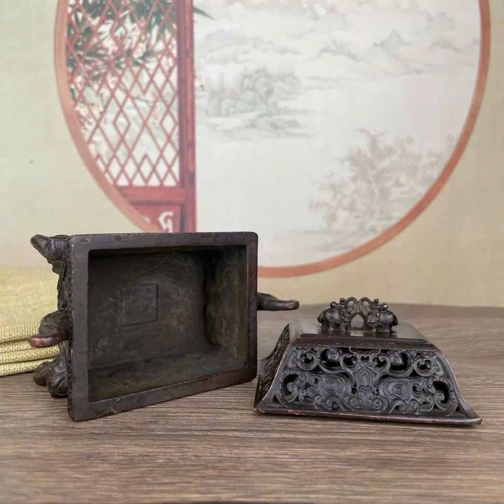 Lư Xông Trầm Dáng Cổ 4 Chân Họa Tiết Thú BKMECN-9158