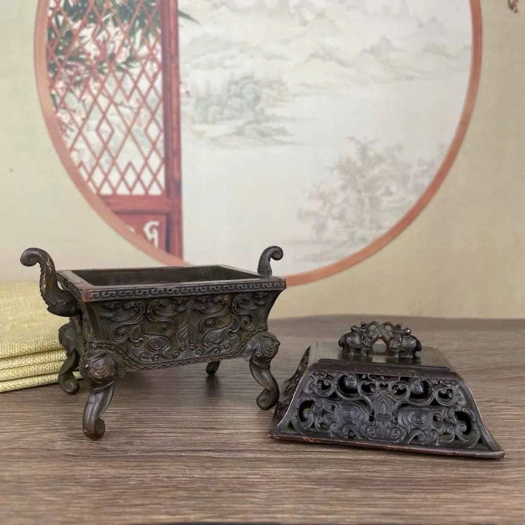 Lư Xông Trầm Dáng Cổ 4 Chân Họa Tiết Thú BKMECN-9158