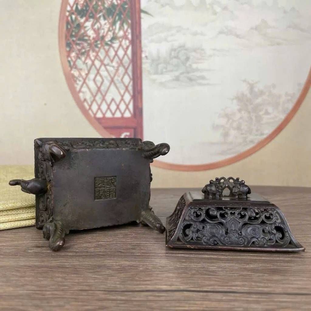 Lư Xông Trầm Dáng Cổ 4 Chân Họa Tiết Thú BKMECN-9158