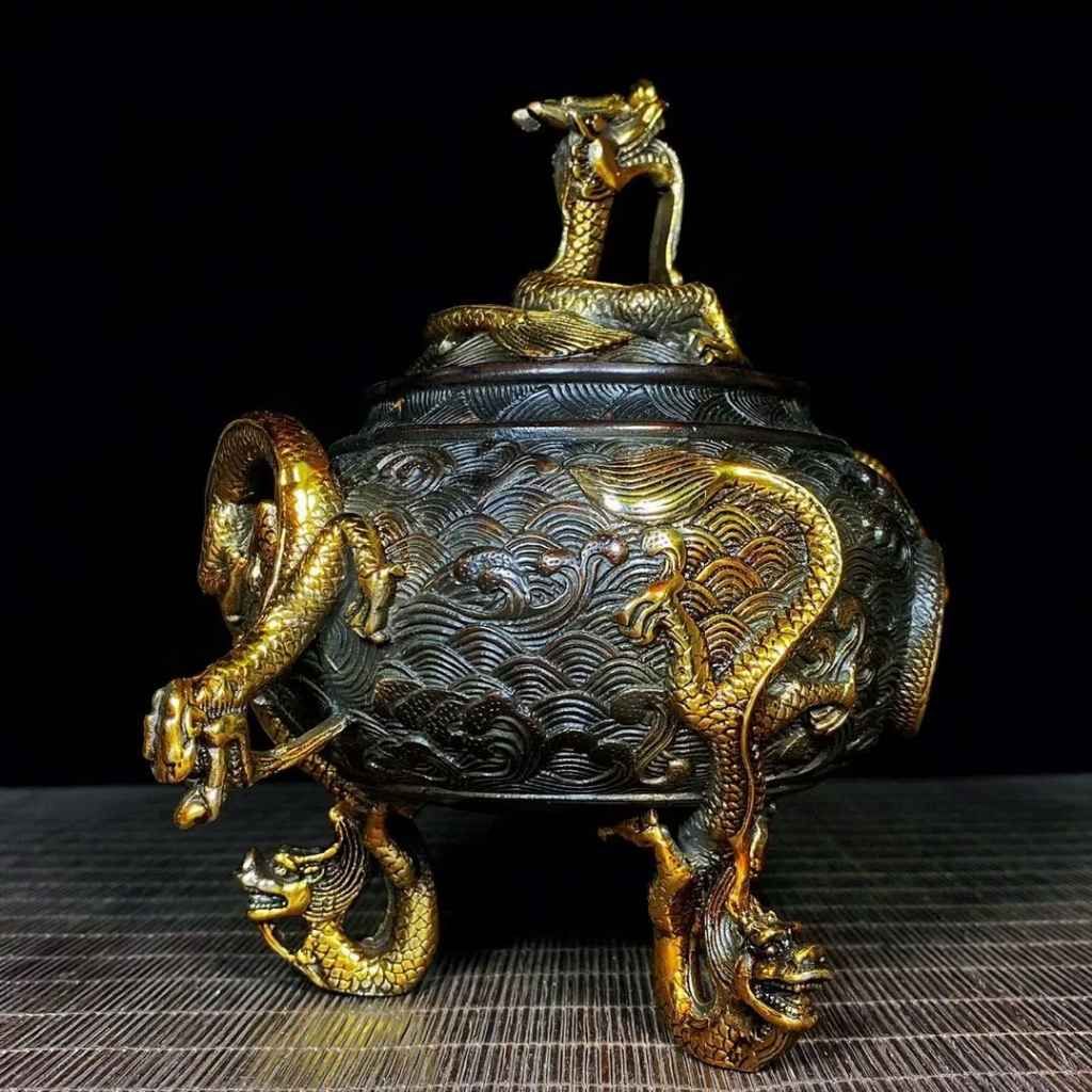 Xông Trầm Bằng Đồng Hình Rồng Uốn Lượn BKMECN-9161