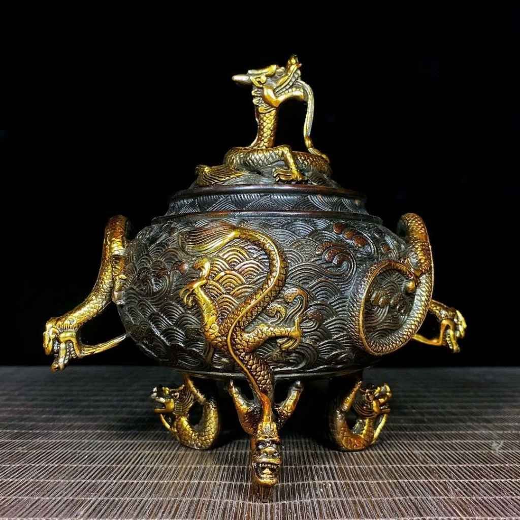 Xông Trầm Bằng Đồng Hình Rồng Uốn Lượn BKMECN-9161