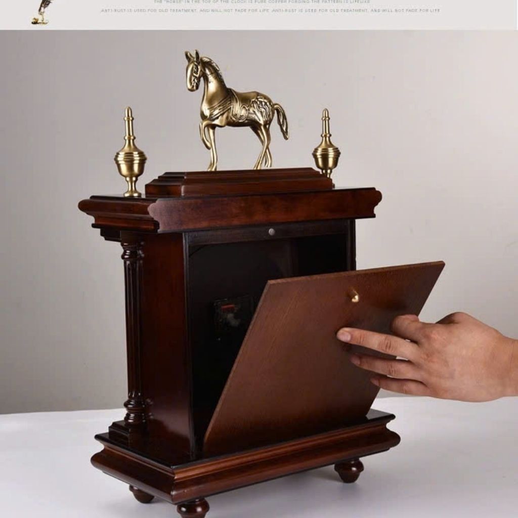 Đồng hồ gỗ để bàn phong cách Âu Mỹ BKMECN-9167