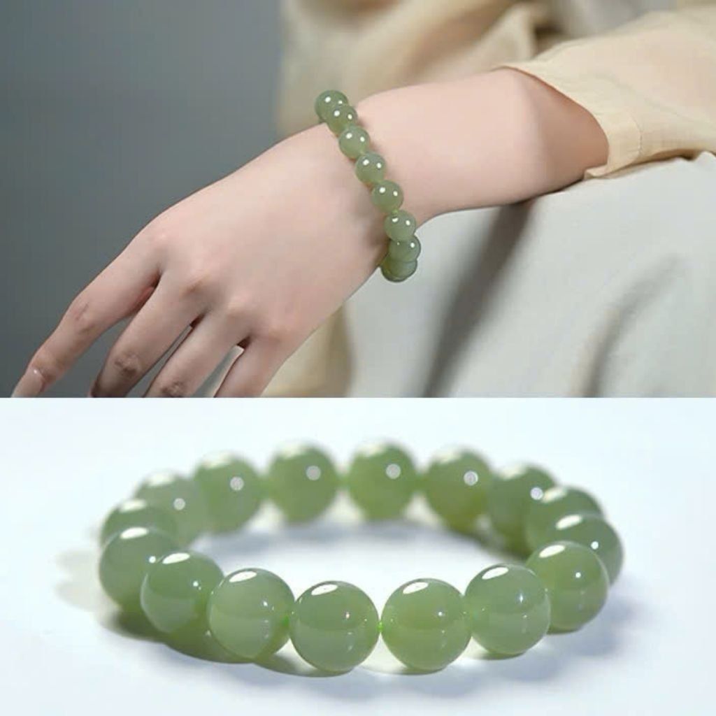 Vòng tay ngọc bích thiên nhiên 12mm BKSTCN-9232