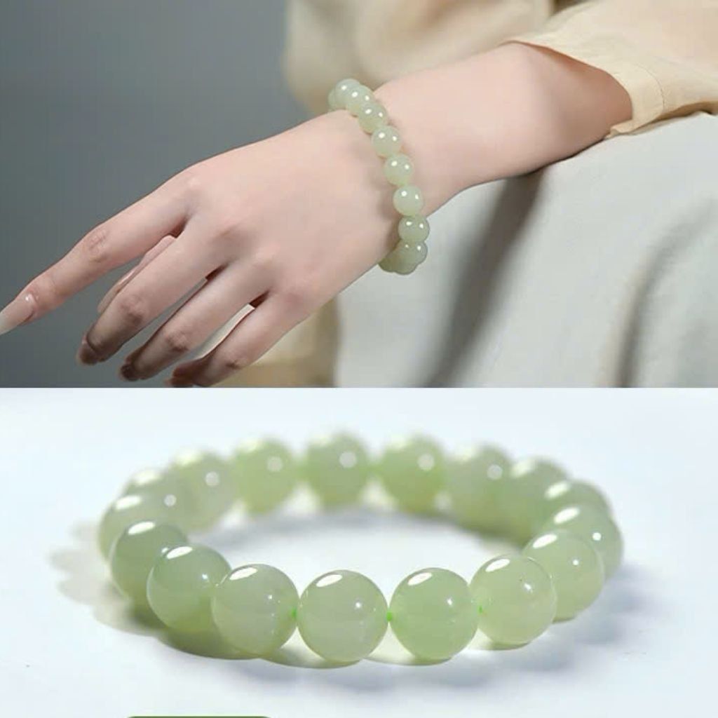 Vòng tay ngọc bích thiên nhiên 12mm BKSTCN-9232