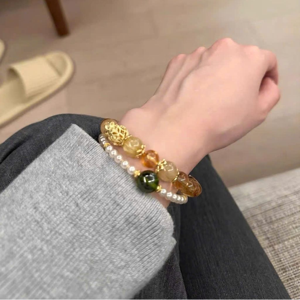 òng tay thạch anh mix vàng non BKSTCN-9245