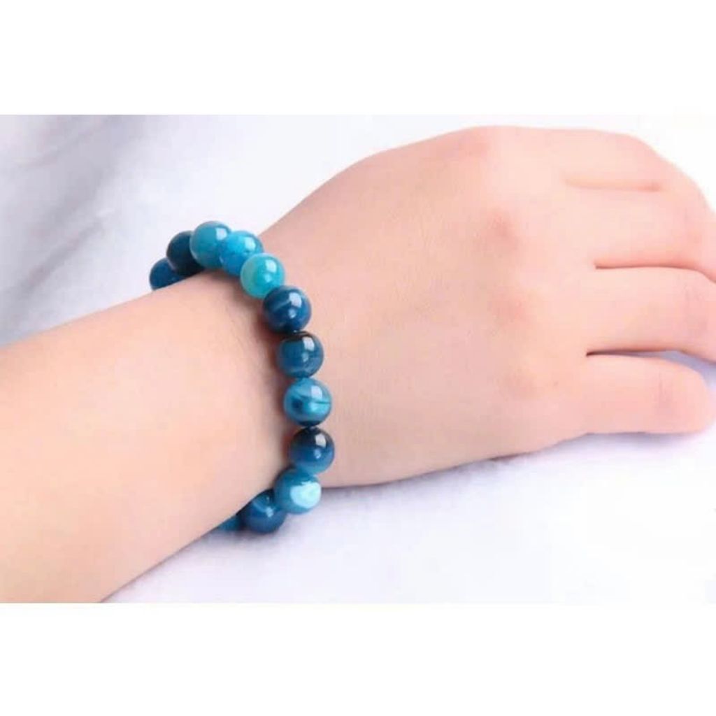 Vòng tay đá mã não xanh vân tự nhiên BKSTCN-9255