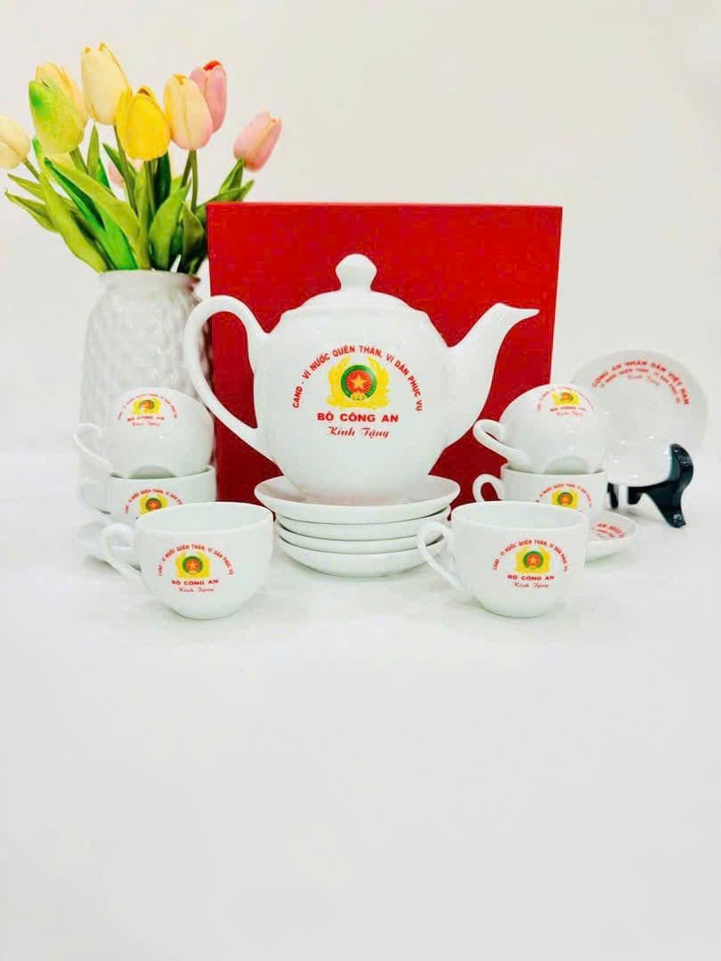 Bộ ấm chén in logo Bộ Công An Việt Nam BKCEVN-8126