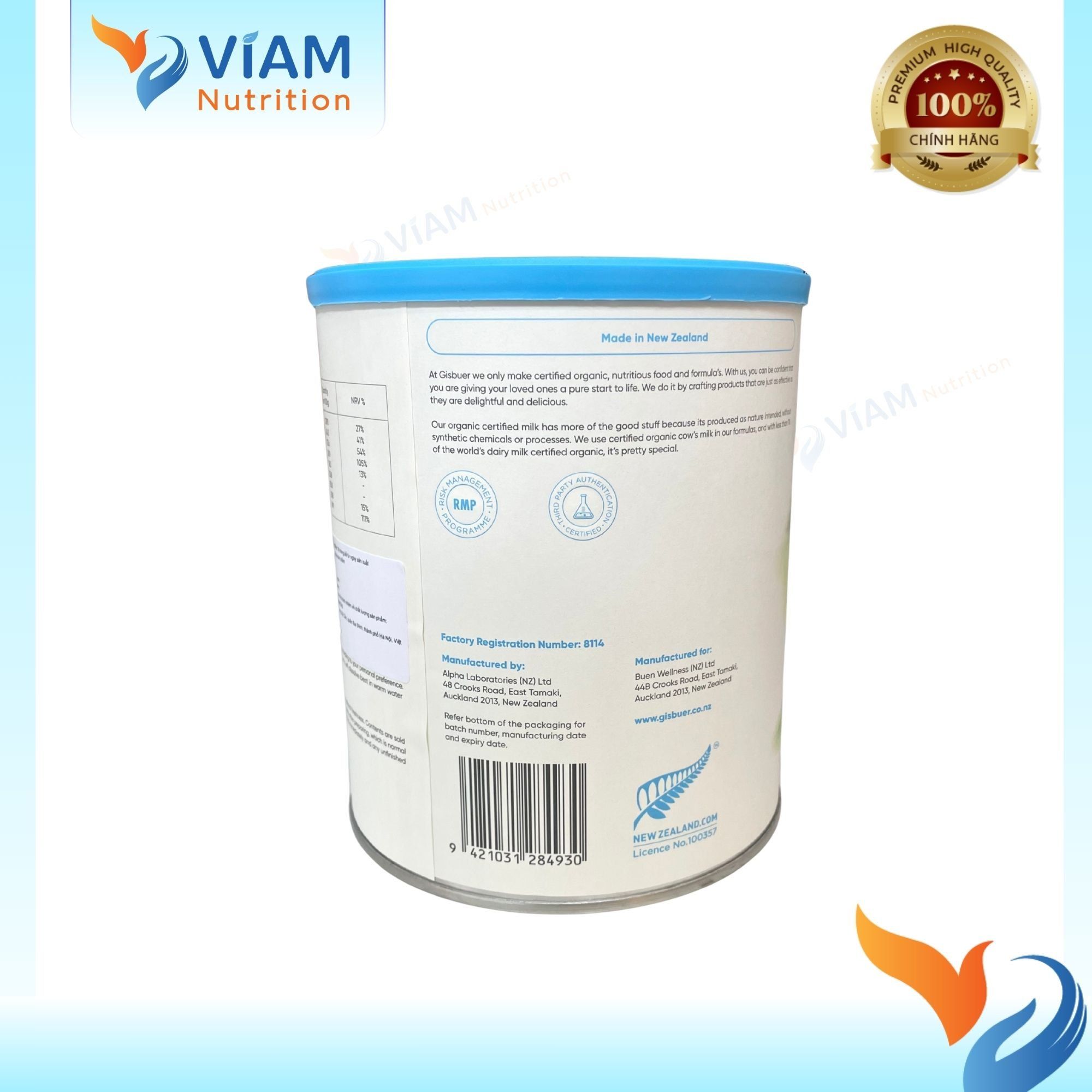 Gisbuer Organic Full Cream Milk Powder 800g