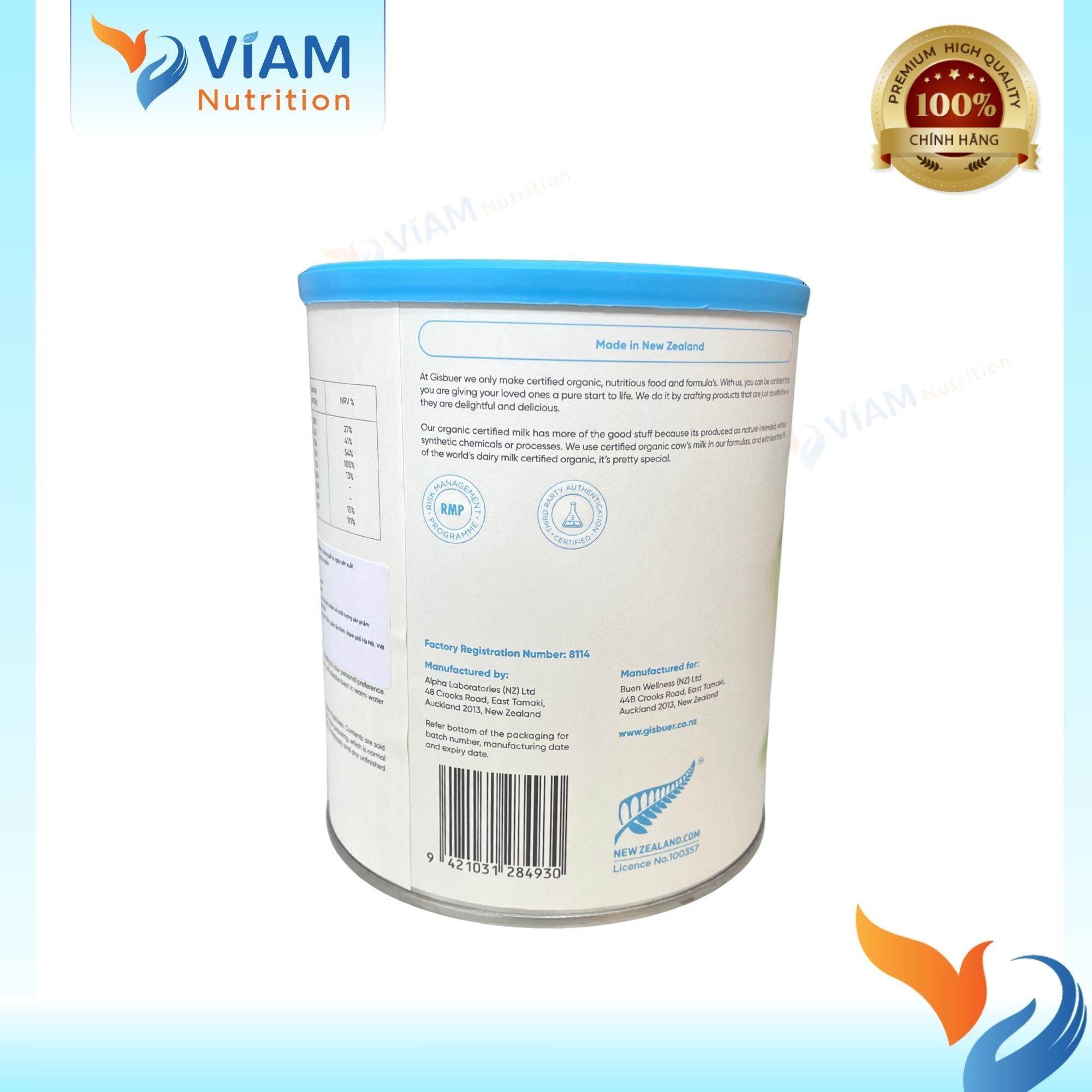 Gisbuer Organic Full Cream Milk Powder 800g