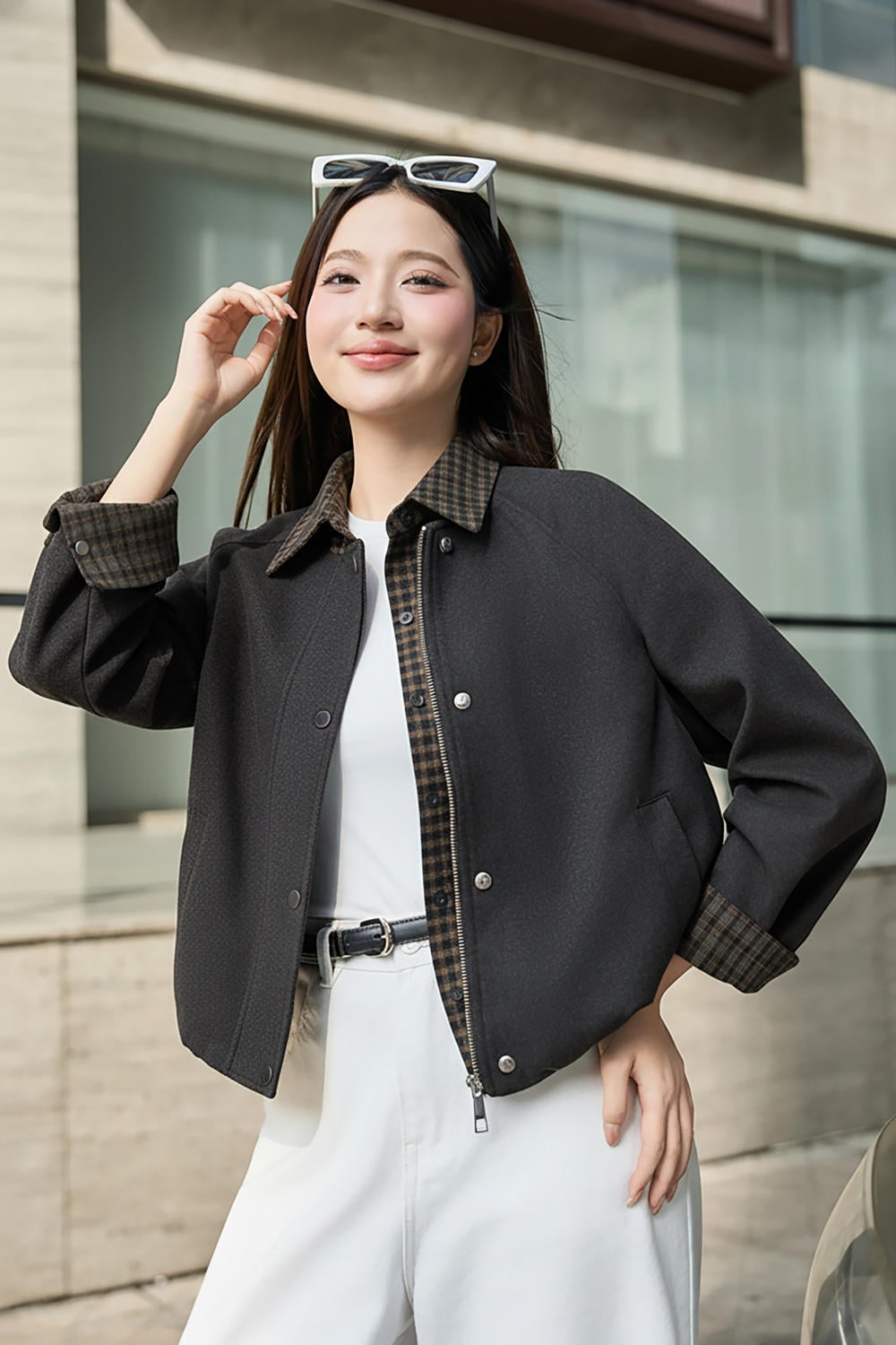 Áo khoác da lộn màu hồng và các tone pastel