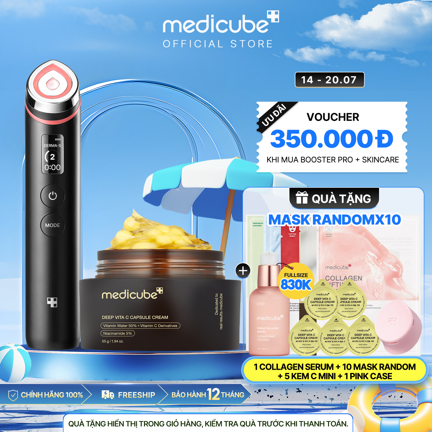 SET (Thiết bị Booster Pro+ Vita C Capsule Cream)