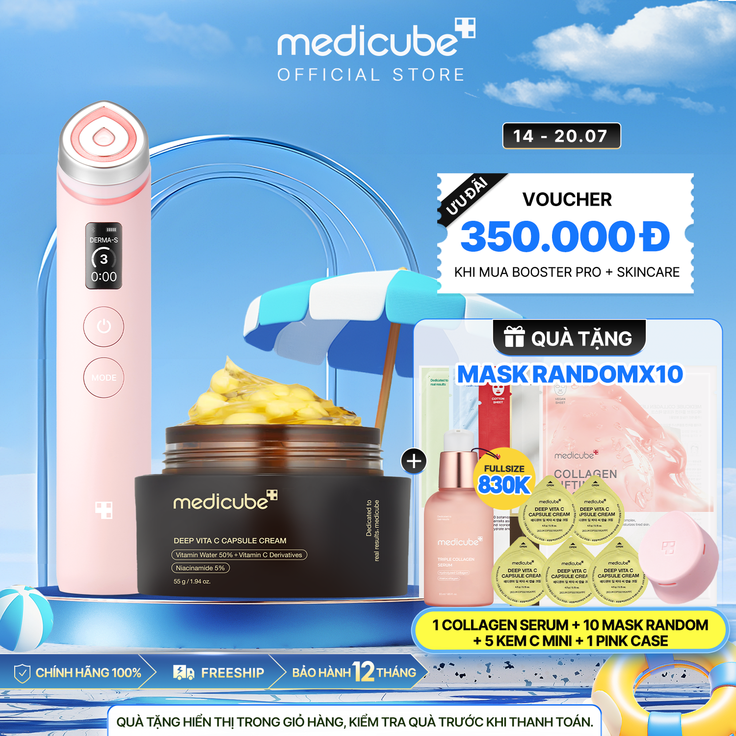 SET (Thiết bị Booster Pro+ Vita C Capsule Cream)