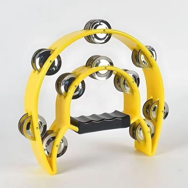 Xắc xô lắc tay loại lớn, lục lạc tambourine cầm tay hình bán nguyệt - Loại xịn size lớn