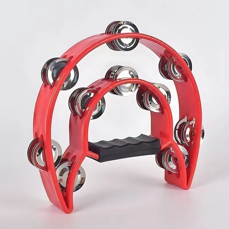 Xắc xô lắc tay loại lớn, lục lạc tambourine cầm tay hình bán nguyệt - Loại xịn size lớn