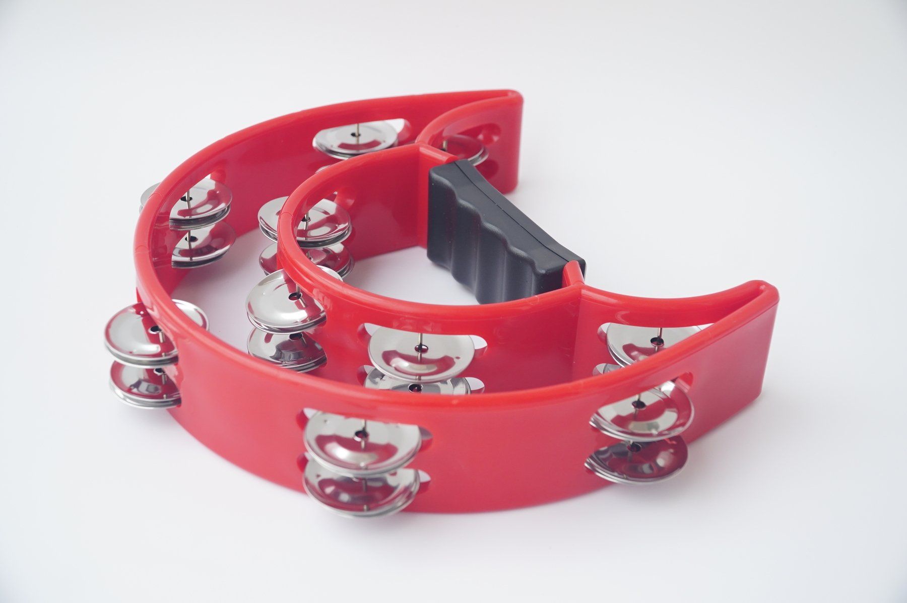 Xắc xô lắc tay loại lớn, lục lạc tambourine cầm tay hình bán nguyệt - Loại xịn size lớn