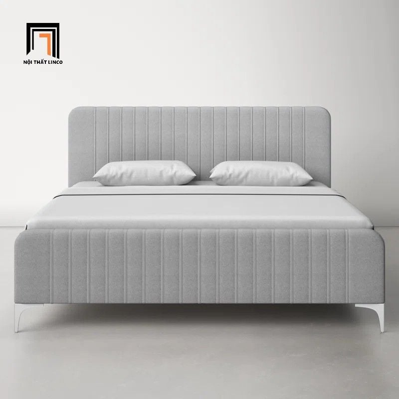 Giường ngủ căn hộ chung cư GN110 Brent bọc vải xám 1m6 x 2m