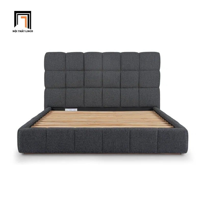 Giường ngủ bọc nỉ xám đen GN111 Smoky kiểu dáng sang trọng