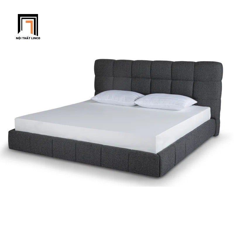 Giường ngủ bọc nỉ xám đen GN111 Smoky kiểu dáng sang trọng
