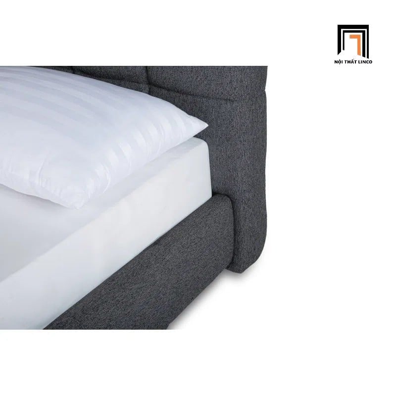 Giường ngủ bọc nỉ xám đen GN111 Smoky kiểu dáng sang trọng