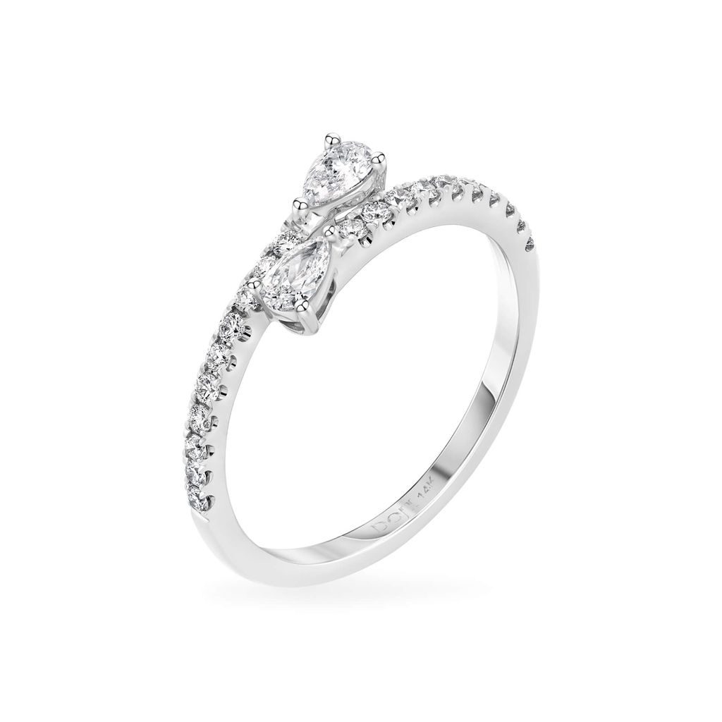 Nhẫn vàng trắng 14K gắn kim cương DOJI AFRR800042F2DA1