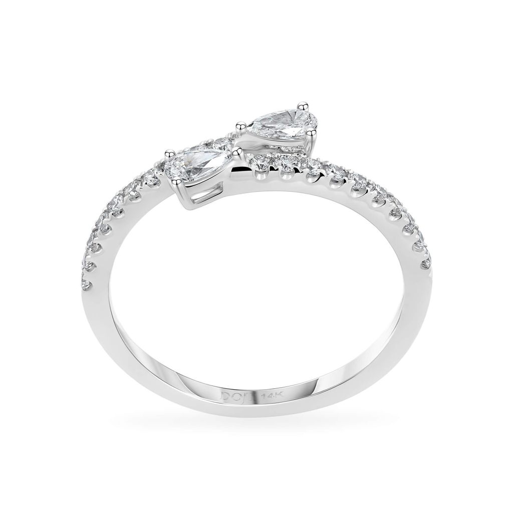 Nhẫn vàng trắng 14K gắn kim cương DOJI AFRR800042F2DA1
