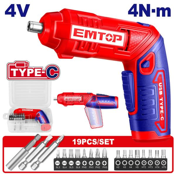 Máy vặn vít dùng pin 4V-4N.m EMTOP ECSR0408