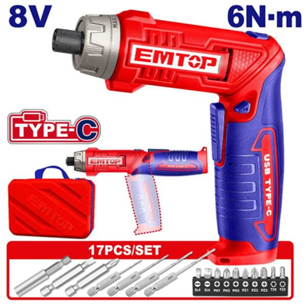 Máy vặn vít dùng pin 8V-6N.m EMTOP ECSR0803