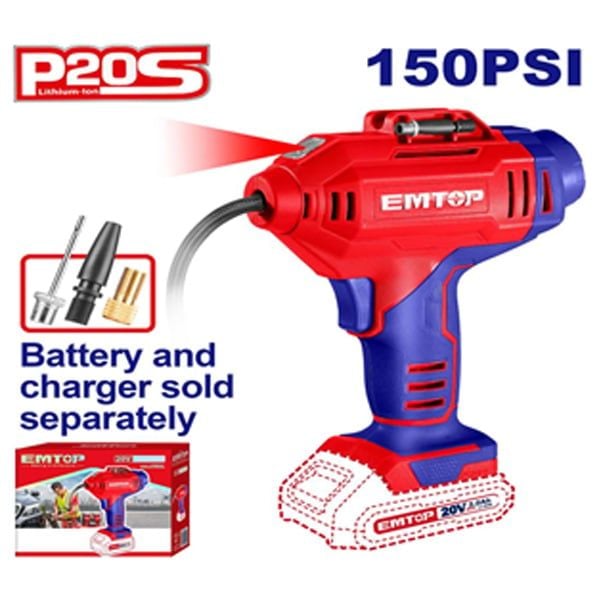 Máy bơm hơi dùng pin 20V-150PSI EMTOP ELAC2018